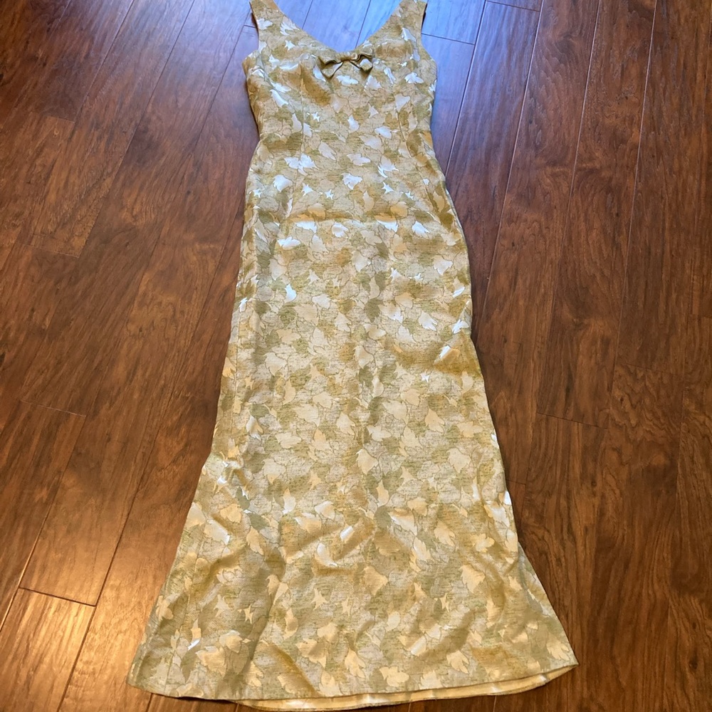 Vintage Sixties Formal Rockabilly Wiggle Full Length Dress Size Small